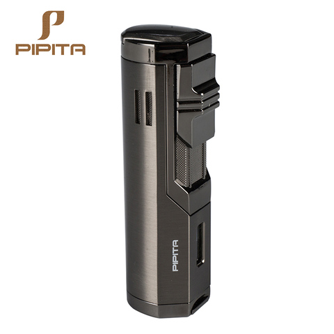 PIPITA Cigar Lighter Windproof Refillable Butane Torch Turbo Lighter 3 Jet Flame clipper Lighters Punch gas Cigarette Lighter ► Photo 1/6