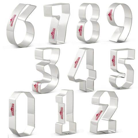 KENIAO Numbers Cookie Cutter for Kids Birthday Party - Number 0,1,2,3,4,5,6,7,8,9 Biscuit and Fondant Cutters - Stainless Steel ► Photo 1/6