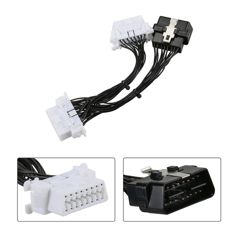 16 Pin OBD OBD2 Male To Dual Female L Splitter & Extension Cable For All Cars 