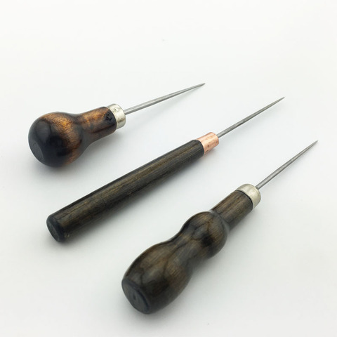 3Pcs Wooden Handle Awl DIY Leather Tent Sewing Awl Pin Punch Hole Repair Tool Hand Stitcher Leathercraft Needlework ► Photo 1/5