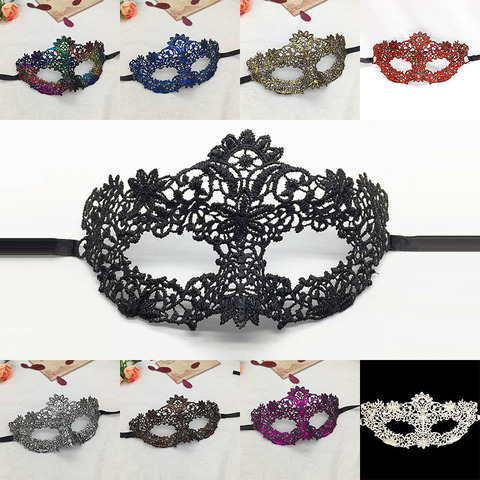 Women's Sexy Lace Mask for Halloween Carnival Ball Masquerade Black White Hot Stamping Party Supplies Masks Hollow Out #30 ► Photo 1/6