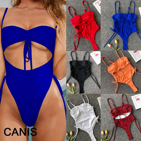 Summer Women One Piece Bandage Monokini Sexy Lace Up Padded High Waist Swimsuit Beachwear Swimwear Bathing suit Costume ► Photo 1/6