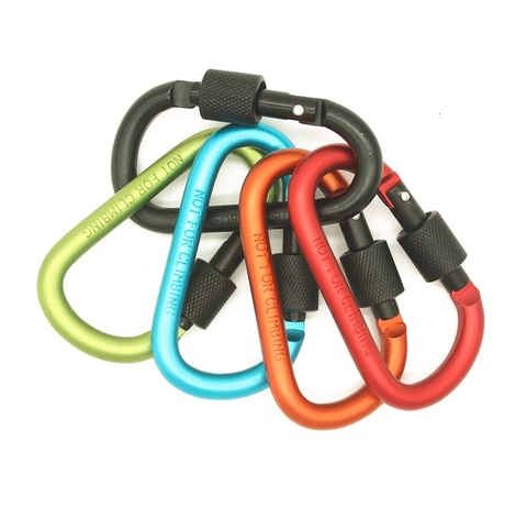 Paracord Carabiner 8cm Aluminum Carabiner 5 Colors Random Outdoor Spiral D Shape Carabiners Camping Climbing Equipment Mountaine ► Photo 1/6