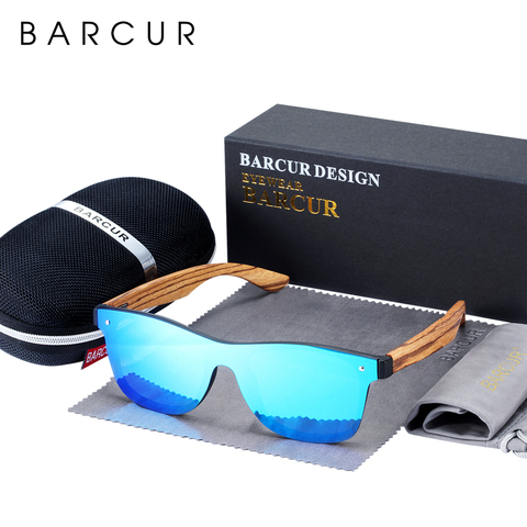 BARCUR Luxury Vintage Sun Shade Men Wooden Sunglasses UV400 Protection Fashion Square Sun Glasses Women ► Photo 1/6