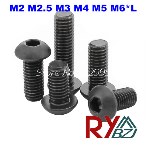 100pcs/lot  M2/M2.5/M3/M4/M5/M6*L  ISO7380 Grade 10.9 Alloy steel Hex socket button head cap screw ► Photo 1/4