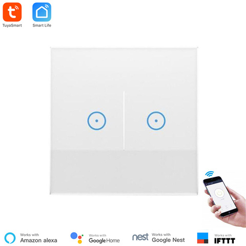 EU Standard 2 Gang WiFi Smart Switch Remote Control Alexa Voice Control Timer Schedule For Home Automation System Support ► Photo 1/6