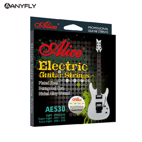 Original ALICE AE530 Electric Guitar Strings 1st-6th Light Super Light Extra Light Nickel Alloy Wound Full Set Hexagonal Core ► Photo 1/6