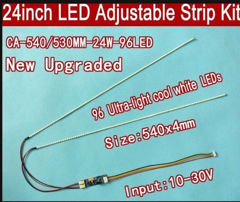Free shipping 5pcs 24'' 540mm Adjustable brightness led backlight strip kit,Update 24inch-wide LCD CCFL panel to LED backlight ► Photo 1/5