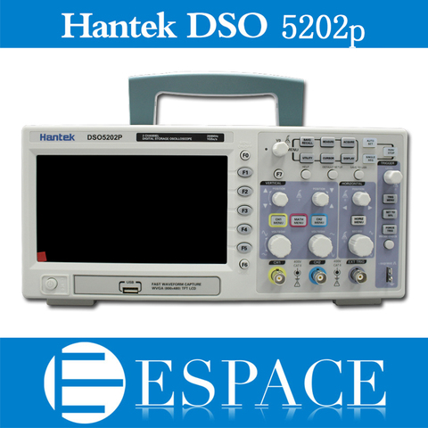 Osciloscopio Hantek DSO5202P Digital Oscilloscope USB 200MHz bandwidth 2 Channels 1GS/s PC Storage LCD Record length up to 24K ► Photo 1/5