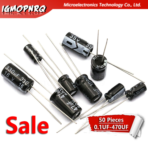 50PCS 50V10UF 5*7mm 0.1-470uf 10UF 50V 50V 10UF 25V 330UF 0.33UF 1UF 22UF 47UF 16V 330UF 1UF Aluminum Electrolytic Capacitor DIP ► Photo 1/2