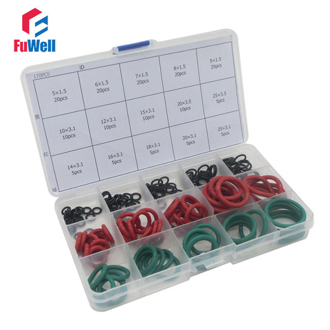 170pcs O Ring Seal Kit 15 Different Sizes NBR VMQ FKM Rubber O-ring Sealing Gasket Assortment Set with Plastic Case ► Photo 1/2