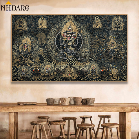 Thangka Buddha Painting Tibetan India Chinese Religion Style Canvas Print Painting Art Wall Picture for Living Room Home Decor ► Photo 1/6