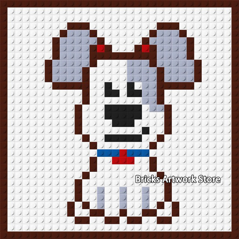 Buy Online 32 32 Plate Pixel Art Mosaic Painting Set Diy Cartoon Figures Little Dog Cute Cat Portrait Building Blocks Toy Creative Gift Alitools