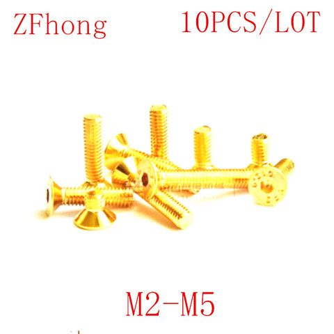 10-20Pcs DIN7991 M2 M2.5 M3 M4 M5 Countersunk Flat Head Hex Hexagon Socket Screws Alloy Steel Titanium Plating Gold Screw ► Photo 1/1