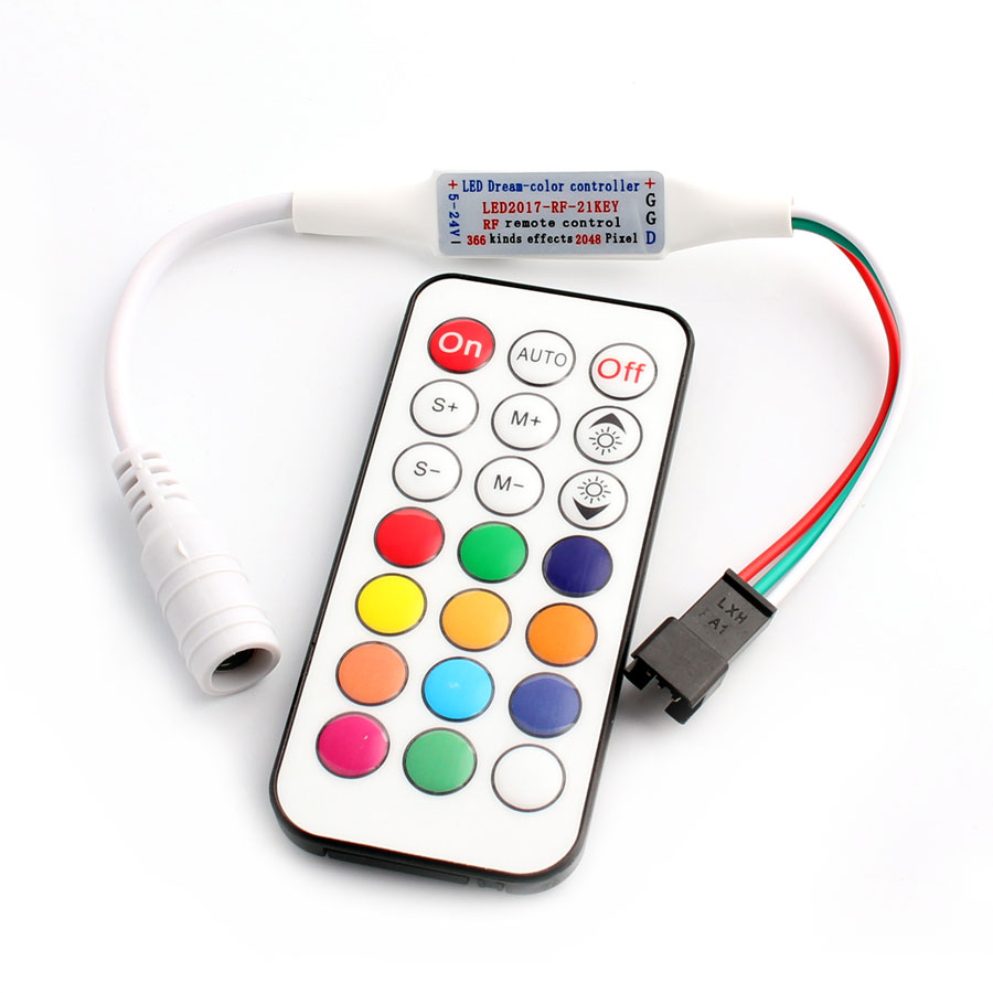 21 Keys LED Mini Dream Color RF Controller for WS2812 WS2812B WS2811 Strip Light 