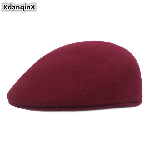 XdanqinX Autumn Winter Fashion Elegant Warm Berets For Women Simple Solid Color Duckbill Beret Women's Flat Cap Golf Ivy Cap NEW ► Photo 1/6