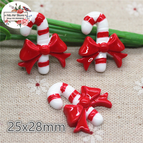 10pcs Resin Christmas Candy canes flat back Cabochon Art Supply Decoration Charm hair bow center ► Photo 1/1