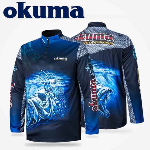 Original OKUMA Fishing Clothes Fishing Shirt Fishing Jerseys Breathable Sweat-absorbing Sunscreen Outdoor Sport ► Photo 1/6