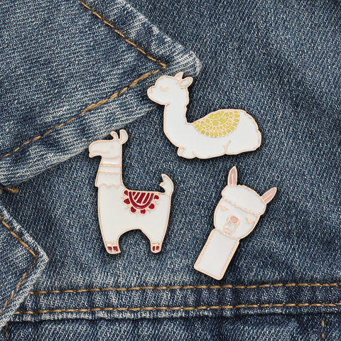 Llama Pins Lama Glama Alpaca Cute Kawaii Animal Brooches Enamel Lapel Pin For Women Girl Badges Kids Decoration Cartoon Jewelry ► Photo 1/6