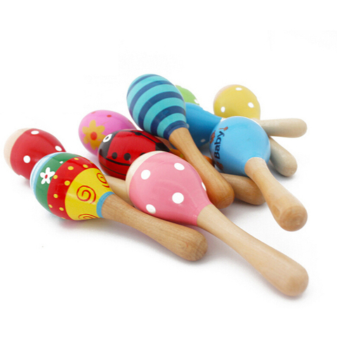2022 New Baby Wooden Maraca Hand Rattles Kids Musical Party Favor Child Baby Shaker Percussion Musical Instrument Toy ► Photo 1/5