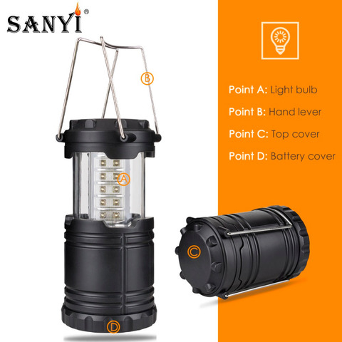 Collapsible 30 LED Camping Lantern Outdoor Portable Lights Water Resistant Hanging Tent Flashlight Camping Lighting Lamp ► Photo 1/6