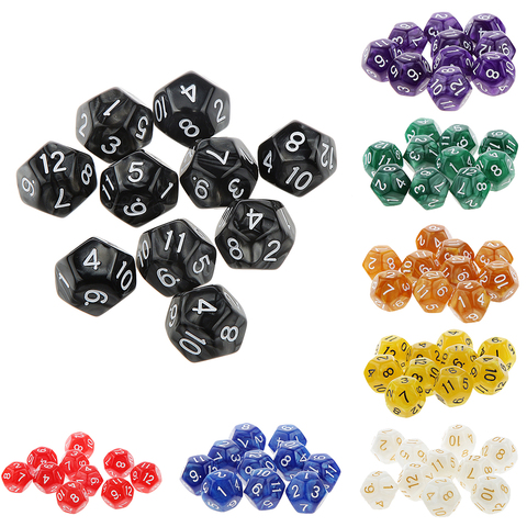 Multicolor 10pcs Twelve Sided Dice D6 D10 D12 Playing D&D RPG Party Acrylic Games Dices Funny Family Pub Club Game Accessories ► Photo 1/6