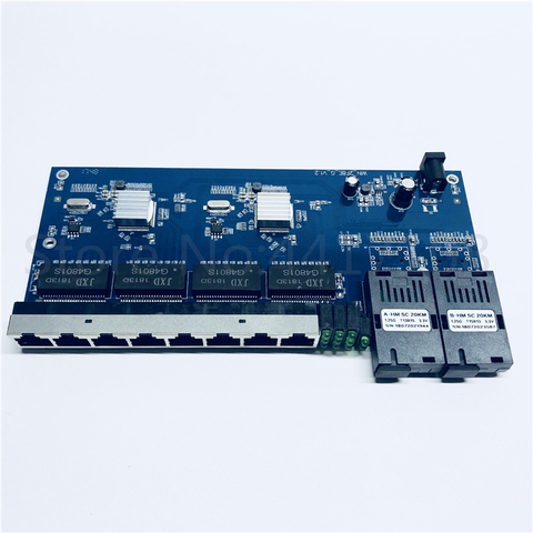 5pcs 1000M Gigabit Ethernet switch Ethernet Fiber Optical Media Converter Single Mode 8 RJ45 UTP and 2 SC fiber Port Board PCB ► Photo 1/6