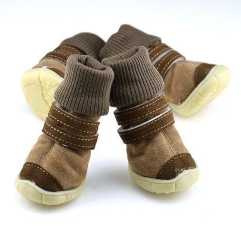Thick Fur Pet Shoes Small Dogs Shoes Winter Warm Snow Boots For Teddy Poodle Coffee/Pink/Purple ► Photo 1/6