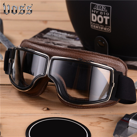 Best Selling Vintage Goggles  Motorcycle Leather Goggles Glasses Cruiser Folding Goggles 3-Color Leather 4-Color Lens ► Photo 1/6