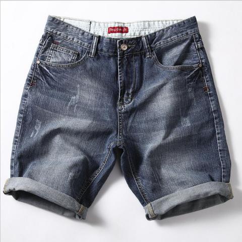 Classic Style Men's Denim Shorts Good Quality Knee Length Short Jeans New Summer Male Cotton Large Size Denim Shorts Size 40 ► Photo 1/1