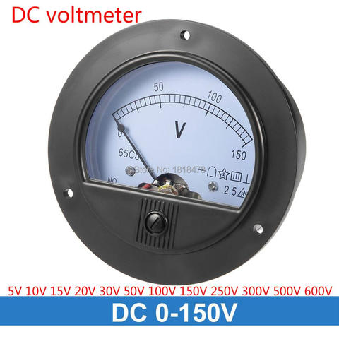 DC voltmeter 65C5 5V 10V 15V 20V 30V 50V 100V DC 0-150V 250V 300V Analog Panel Voltage Gauge Volt Meter 65C5 2.5% Error Margin ► Photo 1/6