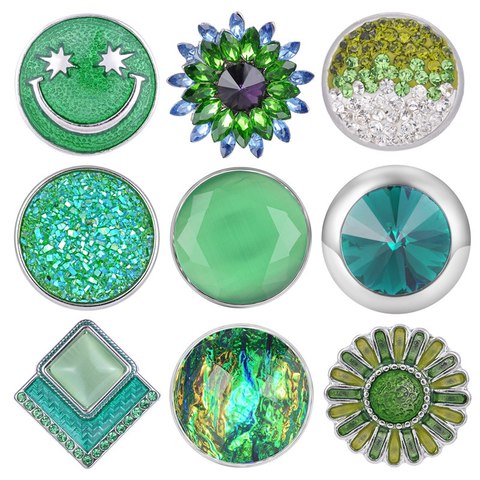 Green color design Snap button 18mm Snap Charms fit Ginger Snaps jewelry Vn-1987 ► Photo 1/6