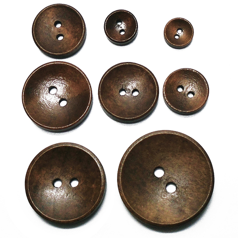 10PCs 30PCs 10mm-30mm Round Bowl Coffee Natural Wooden Buttons 2 Hole Sewing Scrapbooking For Women Clothes Handmade Wood Button ► Photo 1/4