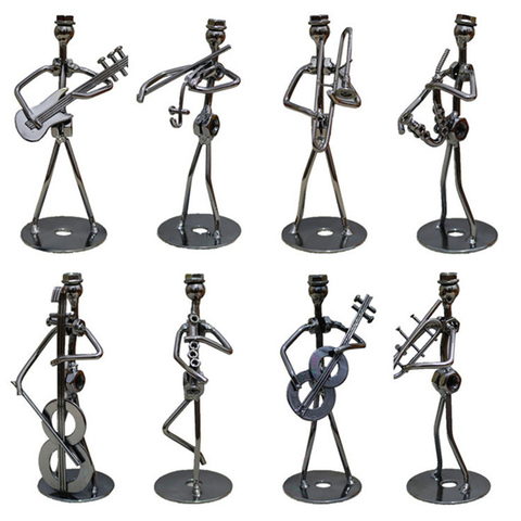 VILEAD 8 Styles 13cm Iron Music Band Figurine Metal Musician Model Creative Iron Music Player Crafts Vintage Office Home Decor ► Photo 1/6