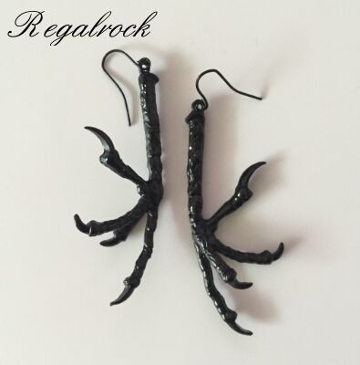 Regalrock Hot Black Gothic Raven Bird Skull Claw Talon Earrings ► Photo 1/1