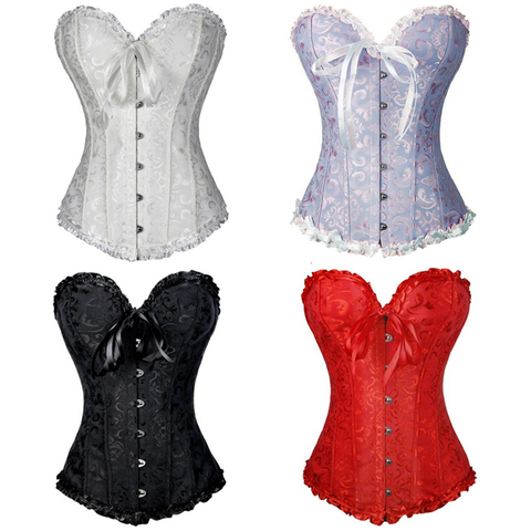 S-6XL Women Fashion Sexy Jacquard Satin Waist Trainer And Bustiers Lingerie Underwear Corsets Shapewear Plus size Corselet ► Photo 1/6