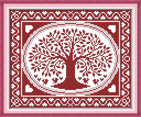 The oval happiness tree Needlework Stitch DIY 18ct 14CT 11ct canvas cotton silk CXC Embroidery Kits Count Cross-Stitching ► Photo 1/4