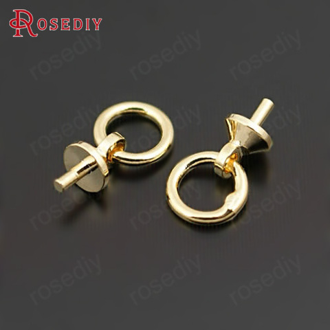(28869-2)20PCS ring 6*1MM,pin 7*4*0.9MM 24K Gold Color Plated Brass Split Rings with pins Charms Connector for Half hole beads ► Photo 1/2