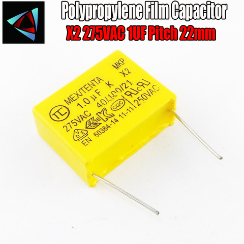 3 pcs 1uF capacitor X2 capacitor 275VAC Pitch 22mm X2 Polypropylene film capacitor 105K ► Photo 1/1