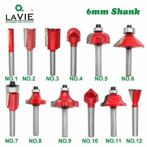 1pc 6mm Shank Router Bit Straight T Bit V Flush Trimming Cleaning Round Corner Cove Box Bits Milling Cutter for Wood MC06010 ► Photo 1/6