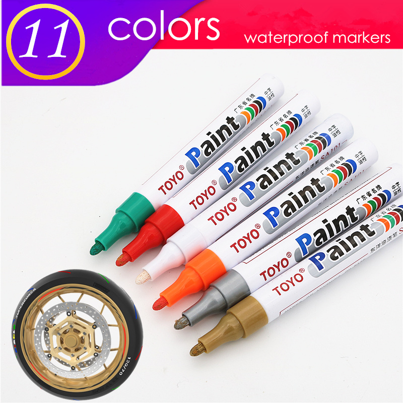 Colorful Waterproof Pen Car Tyre Tire Tread CD Metal Permanent Paint markers  Graffiti Oily Marker Pen Car Styling