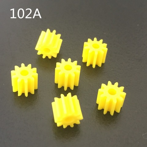 6pcs/lot K935 102A Shaft Gear Yellow Color Plastic Small Gears Fit 2mm Axle DIY Model Car Making Free Shipping Russia ► Photo 1/4