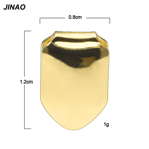 JINAO New Fit Gold Color Plated Hip Hop Single Tooth Grillz Cap Top & Bottom Grill gold teeth caps ► Photo 1/6