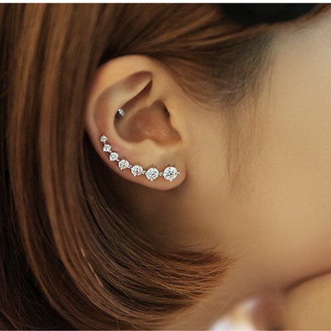 New arrival hot sell fashion shiny crystal 925 sterling silver ladies`stud earrings jewelry gift wholesale anti-allergic female ► Photo 1/6