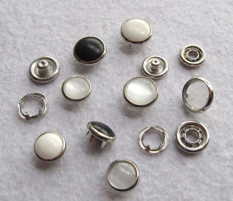 2022 Sale Top Fashion Botones Scrapbooking Diy 100sets/lot 10/12/15mm 4 Part Buttons White Pearl Prong Snap Button Fastener ► Photo 1/4