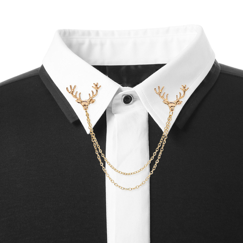 Vintage Style Jewelry Sheep Deer Head Women Tassel Women Tassel Chain Alloy Collar Pin Brooch Wholesale Christmas Gift Hot ► Photo 1/6