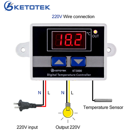 KETOTEK Digital Temperature controller Thermostat LED Microcomputer Switch Thermal Regulator NTC/K type sensor ► Photo 1/6