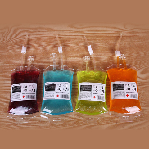 50pcs 380ml Halloween Prop Blood Drink Container, Drinking Bag, Fruit Juice Blood Drinking Pack, Beverage Bag, Free Funnel ► Photo 1/6