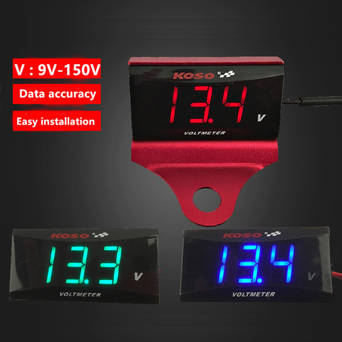 KOSO DC 9V-150V Voltmeter Mini Voltage Meter for electric motorcycles battery cars compteur For XMAX 300 PCX150 NMAX 125 250 155 ► Photo 1/6