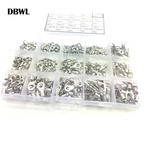 300pcs 15 type Non-insulated Ring Fork U-type Terminals Assortment Kit Crimp Spade Set Lug Cable Wire Connector ► Photo 1/2